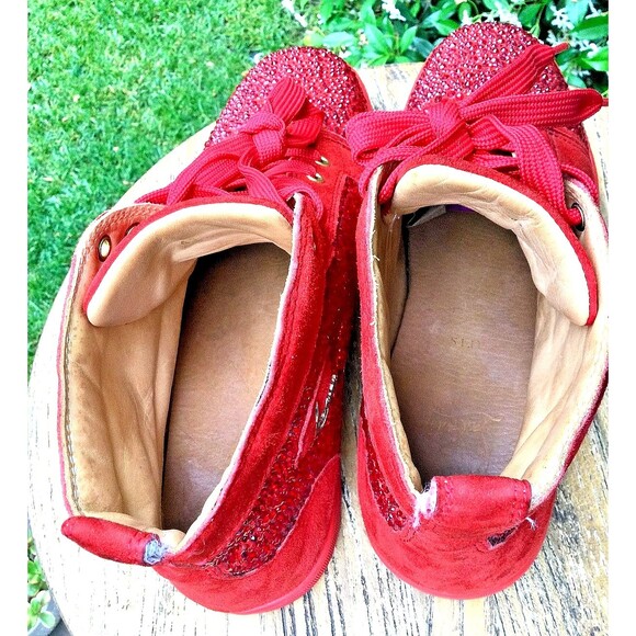 Christian Louboutin Sz 41 US 8 Red Crystal Pavot Suede Custom Strass Sneaker Men main image 11
